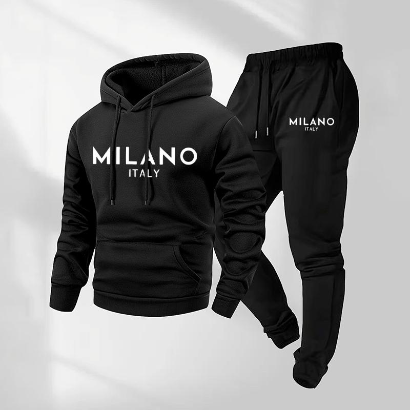 Men's Milano Printed Hoodie and Drawstring Sweatpants Set