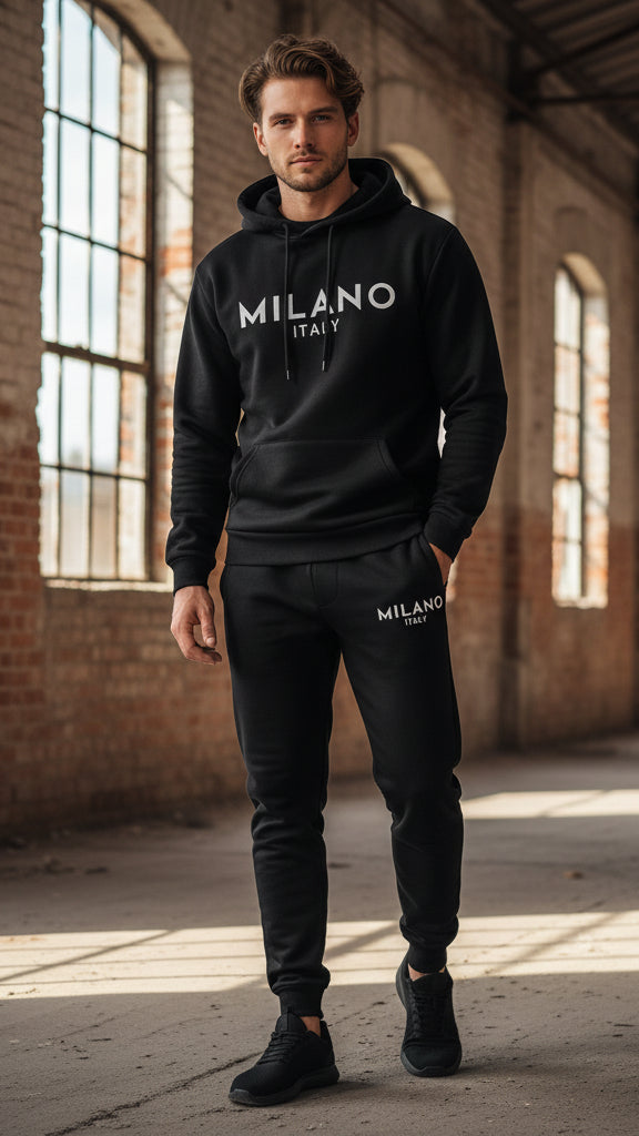 Men's Milano Printed Hoodie and Drawstring Sweatpants Set